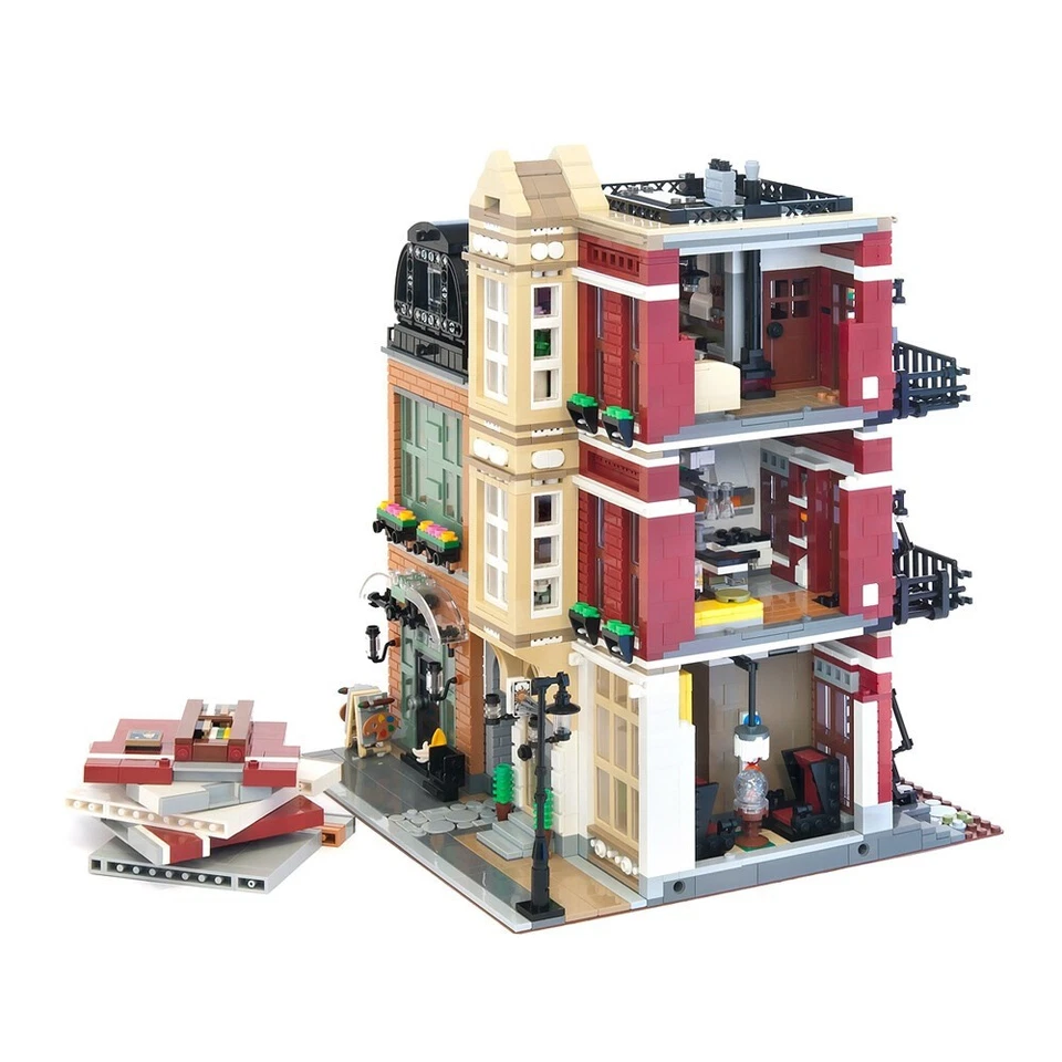 MOC 3680PCS rua modular com alfaiataria, papelaria e apartamento novo - Imagem 4 de 4
