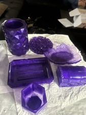 Purple Plastic 6-Piece Bathroom Accessory Set Tumbler Soap Dish Holder Tray