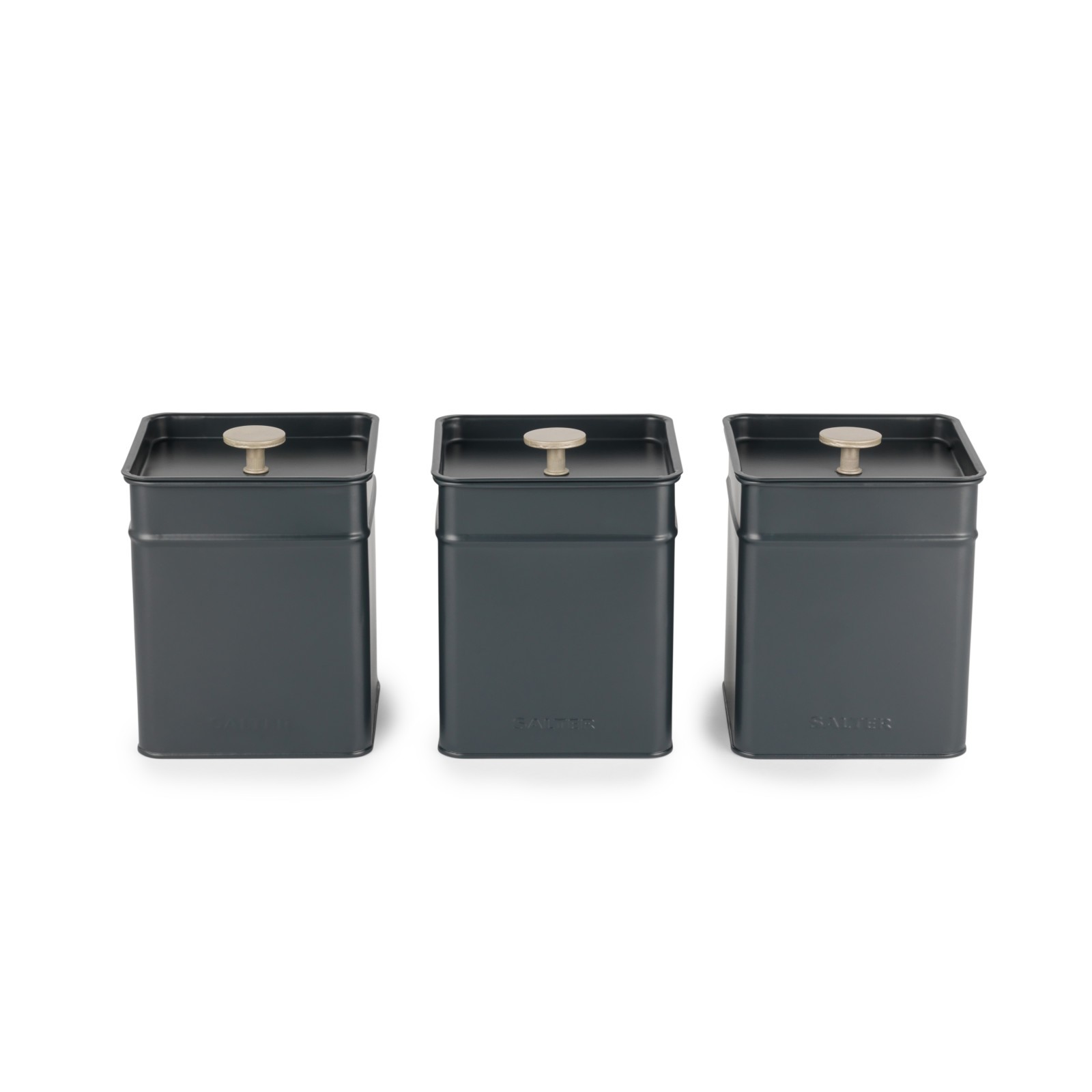 Salter 3 Piece Canister Set for Kitchen Tea Coffee Sugar Tins Easy Store Marino