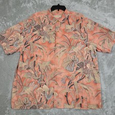Tommy Bahama Men's XL 100 Silk Hawaiian Tropical Floral Short Sleeve Shirt