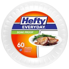 Hefty Everyday Soak-Proof Foam Plates, White, 60 Count Pack of 1 , White