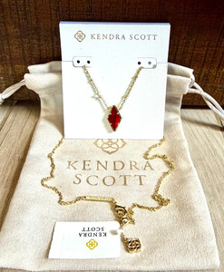 Authentic ~ Kendra Scott Kinsley 14K Gold Plated Necklace in Cranberry Illusion, NWT