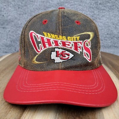 Vintage Kansas City Chiefs Hat Cap Strap Back Leather NFL Football Pro Elite Men