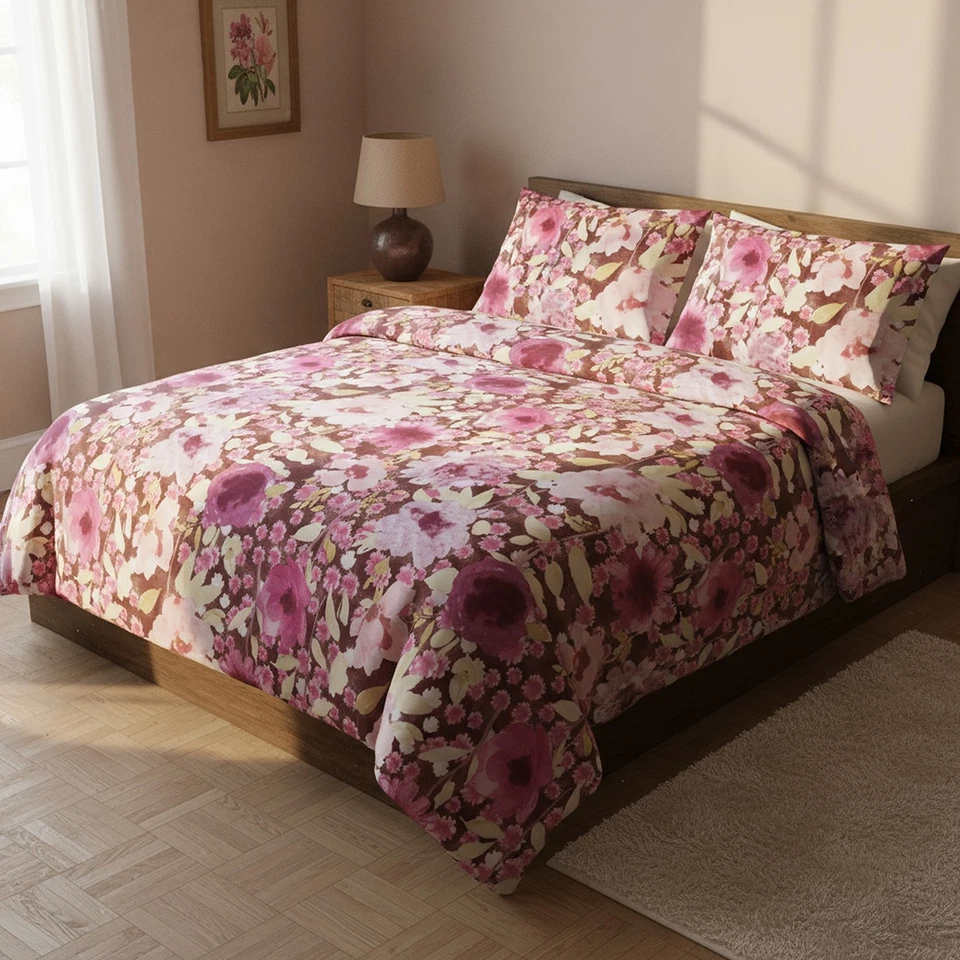 Parure copripiumino matrimoniale cotone floreale multicolore