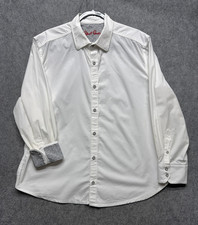 Robert Graham Shirt Mens 2XL White Contrast Cuff Long Sleeve Button Up Casual