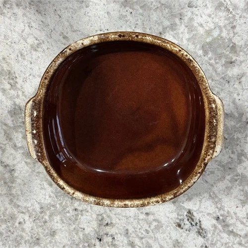 #9…Hull Pottery Brown Drip Glaze Casserole Dish…9x9x2.5. Oven-Safe