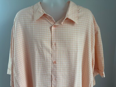Cafe Luna Peach Plaid S/S Button Front Shirt Size 5XL,XXXXXL