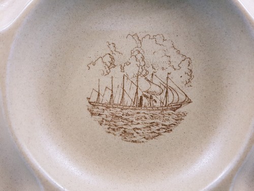 Honiton Carla Pottery ~ Serving Plate Vintage Steamer Sailing Ship ~ England C39 - Picture 3 of 5