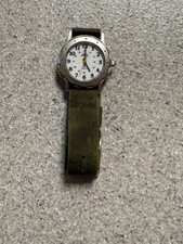 Timex Men Watch Stainless St Silver WR Green Nylon Light White Quartz