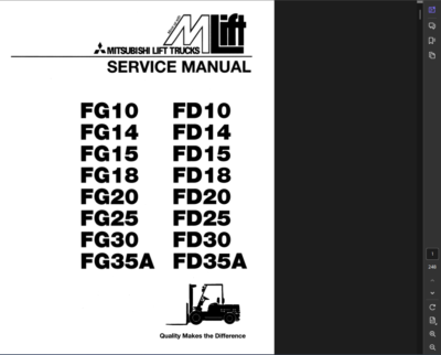 MITSUBISHI FG15 GASOLINE PNUEMATIC TIRE FORKLIFT SERVICE ENGINE