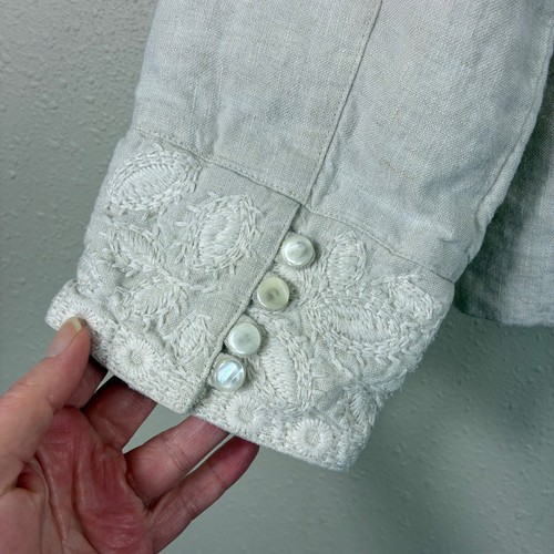 VTG Y2K J. Jill Embroidered Linen Blazer Size 10 Coastal Cottage - Picture 7 of 9