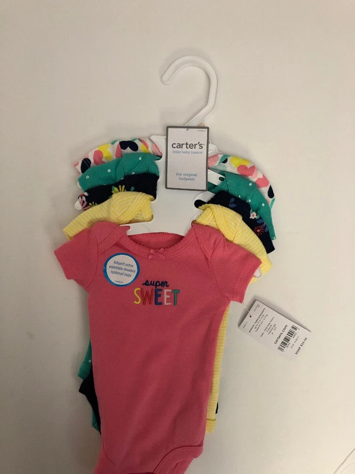 Carter's Bambine Corto SLV Tuta Set Di 5 Cuori / Pois Multicolore Prematuro - Immagine 2 di 4