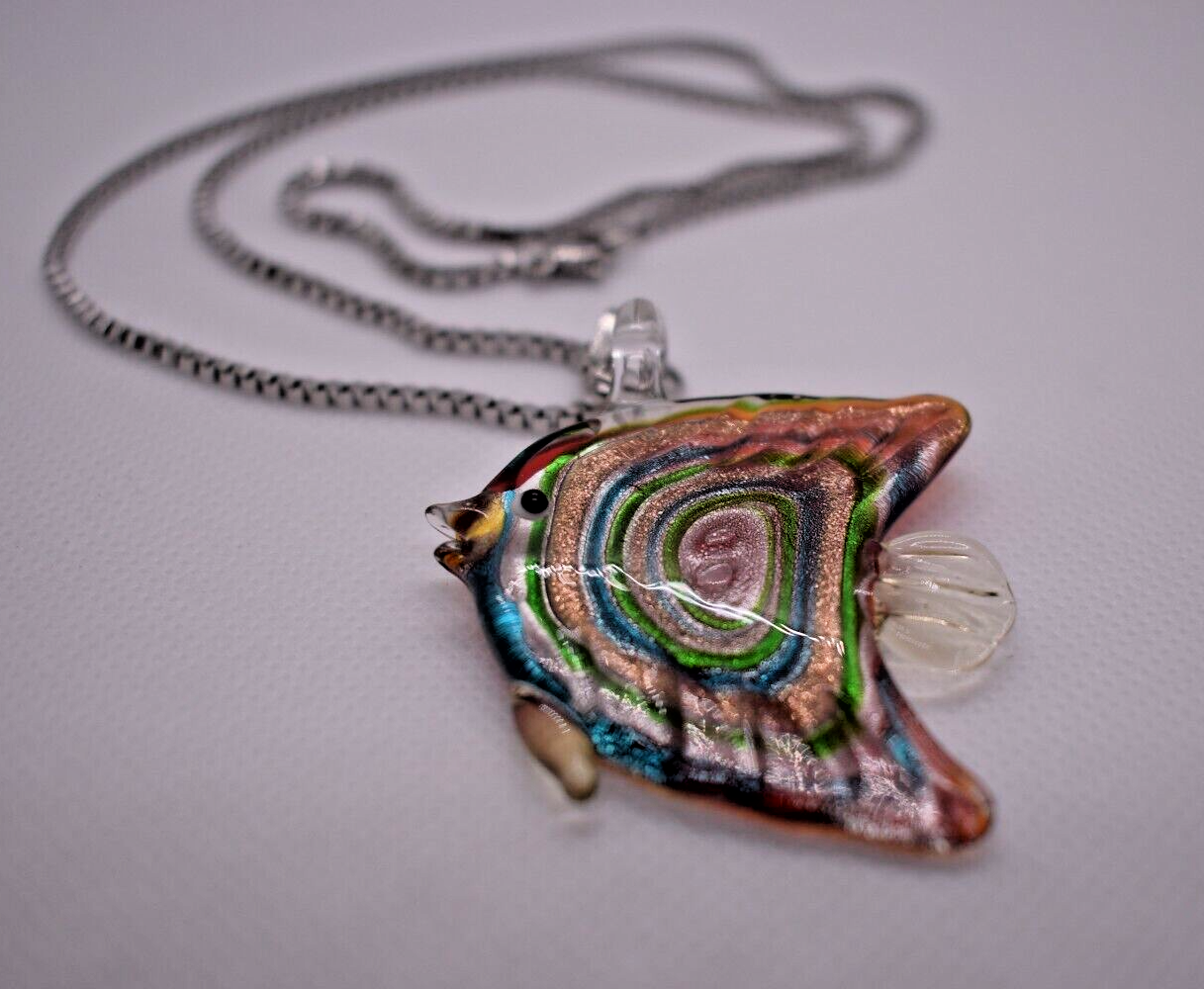 Multicolor Glitter Glass Fish Ocean Fishing Pendant Necklace eBay