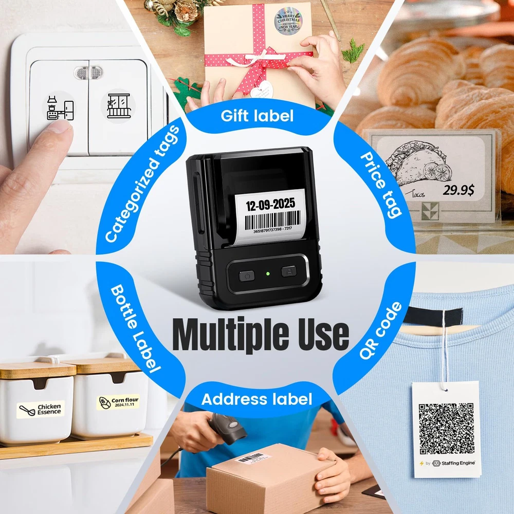 Itari M102 Bluetooth Label Maker with Barcode Printer and Tapes  
