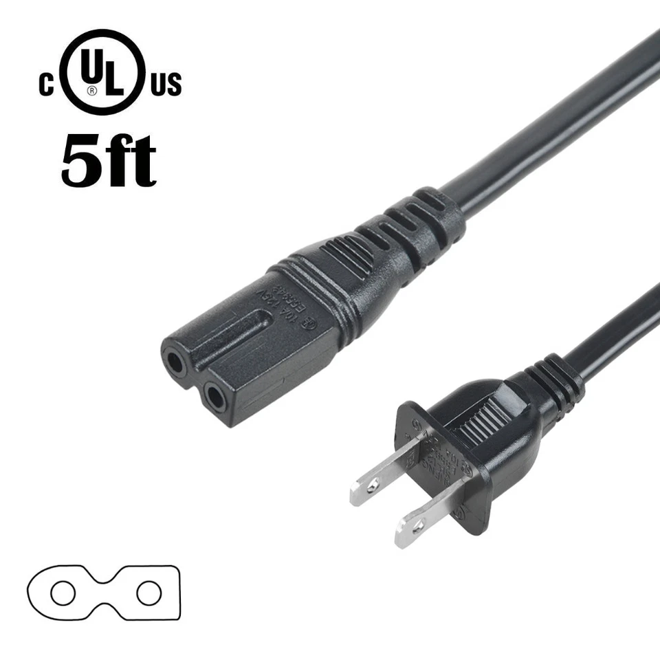 PwrON 5ft UL Polarized Power Cord Cable Lead for Bernina Babylock Sewing Machine - Image 2 of 4