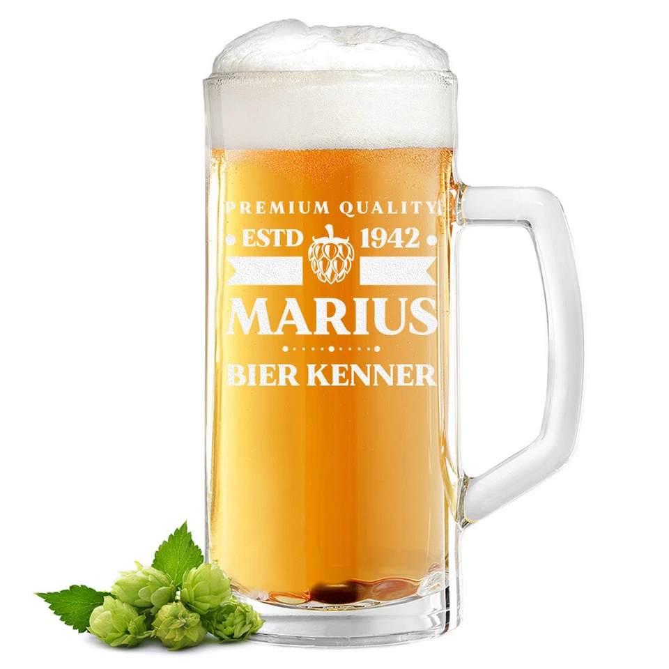 Chope à Bière en Verre 0,5 Litre avec Gravure - Cadeau pour Hommes - La de - Photo 1/4