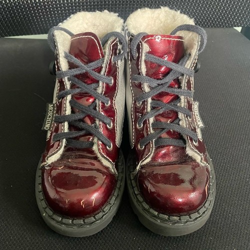 Girls Toddler Kids Moschino Smiley Face Red Black Lace Up Hight Boots Sz 10 - Picture 2 of 9