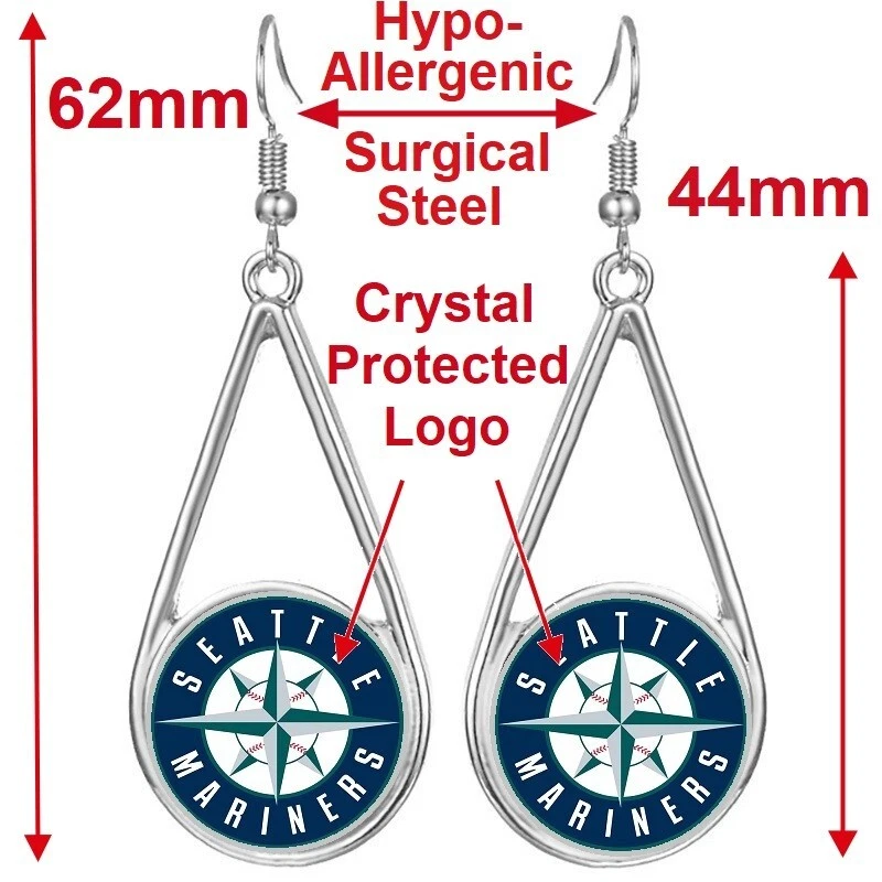 Seattle Mariners Womens Silver Drop Dangle Earrings w Gift Pkg D29 - Image 2 of 4