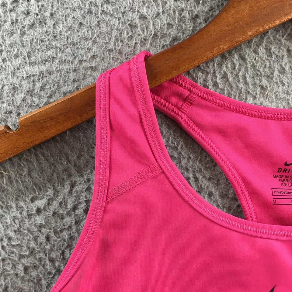 Nike Swoosh Dri-Fit спортивный бюстгальтер женщин M розовый без рукавов спортивная спина без подкладки - Изображение 4 из 4