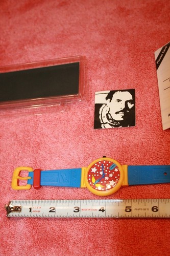 Reloj Vintage Años 80 Azul Peter Max Artista Flying Angel Neo Max en Paquete - Imagen 4 de 11