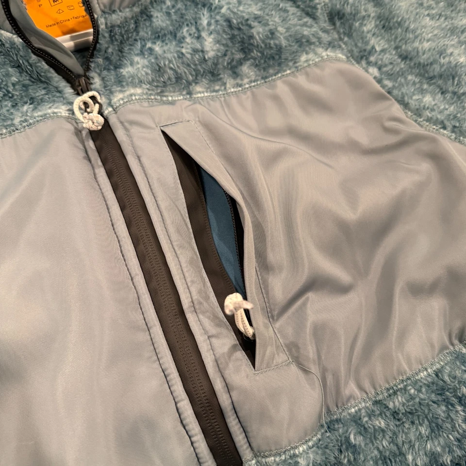URBAN OUTFITTERS BLUE SHERPA FAUX FUR FULL ZIP JACKET POCKETS NORTHFACE MEDIUM — 第 3/4 张图片