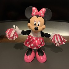 Disney Cheerin Minnie Mouse Cheerleader Cheers Sings Shakes Pom Poms 14" WORKING
