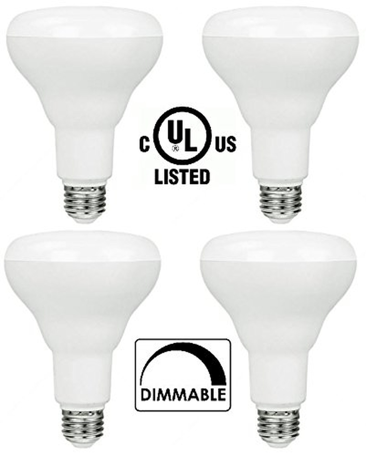4 Pack Bioluz BR30 LED Dimmable Bulb 65W 650LM 2700K Warm White