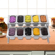 Kitchen 2 Tier 10 Compartments Spice Rack Metal Seasoning Organizer Spice Jars ﻿