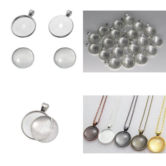 Silver Plated Round Bezel Pendant Trays 
