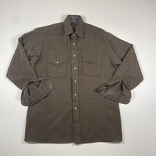Van Heusen Winterweights Shirt Mens Medium Brown Long Sleeve Button Up Flip Cuff