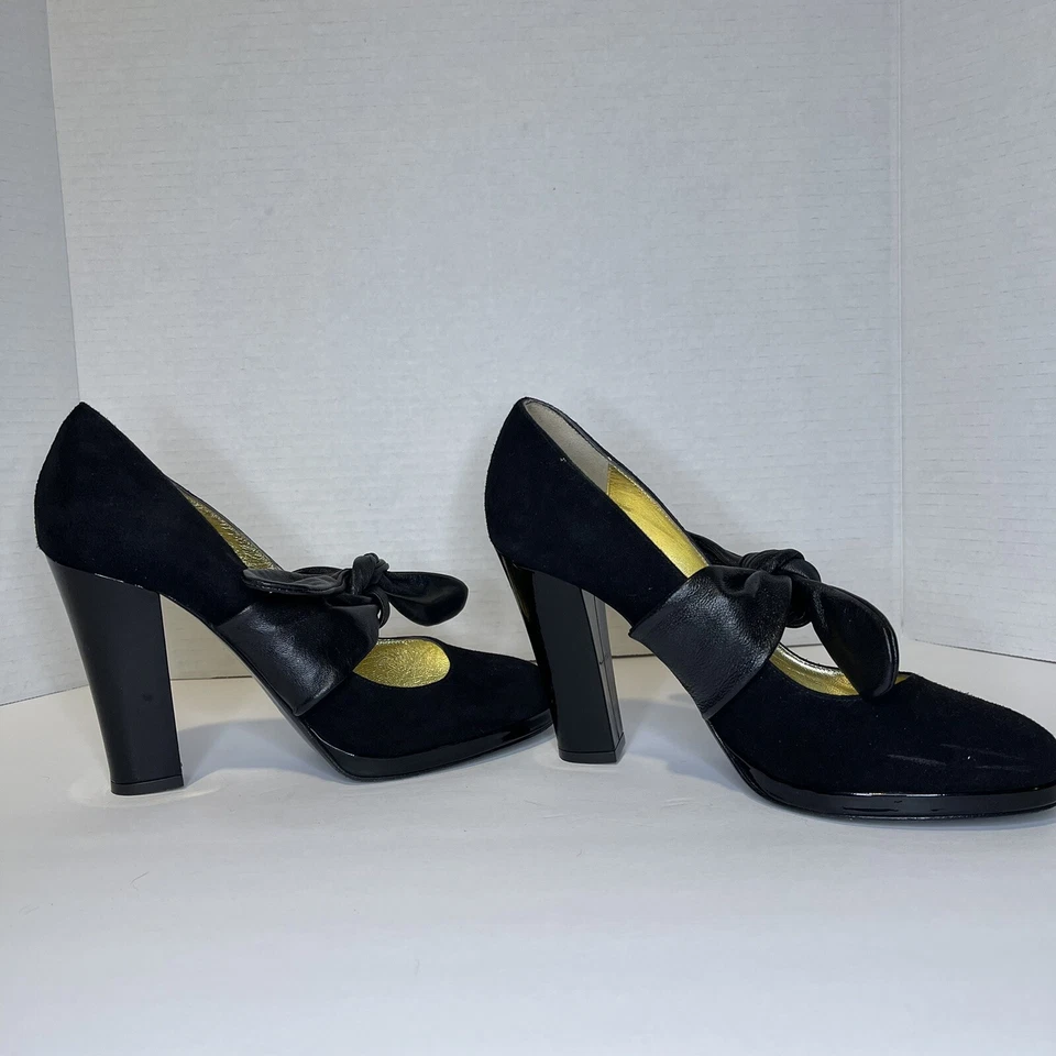 Zapatos de salón Cynthia Vindent de gamuza con corbata de cuero Foto 3 de 4