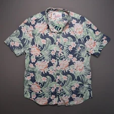 Chubbies Shirt Mens Large Blue Floral Short Sleeve Inside Out Hawaiian Stretch