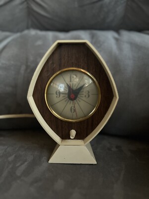60's MCM Brown & Bigelow Diamond Remembrance Electric Clock Alarm Works! 7.5 