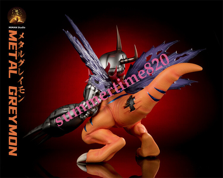 MIMAN Studio Digimon Metal Greymon Resin Model Painted Statue in