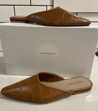 Sarah Stewart Mule Leather & Lambskin Shoes Saddle Size 9