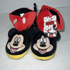 Mickey Mouse Disney Boot Slippers Hard Sole Slip-On Toddler Size 11-12 NEW