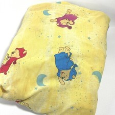 Vintage Disney Winnie the Pooh Twin Sized Fitted Sheet Fabric Yellow Bedtime