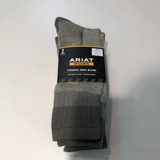 Ariat Work Thermal Wool Blend 2 Pair Large Grey