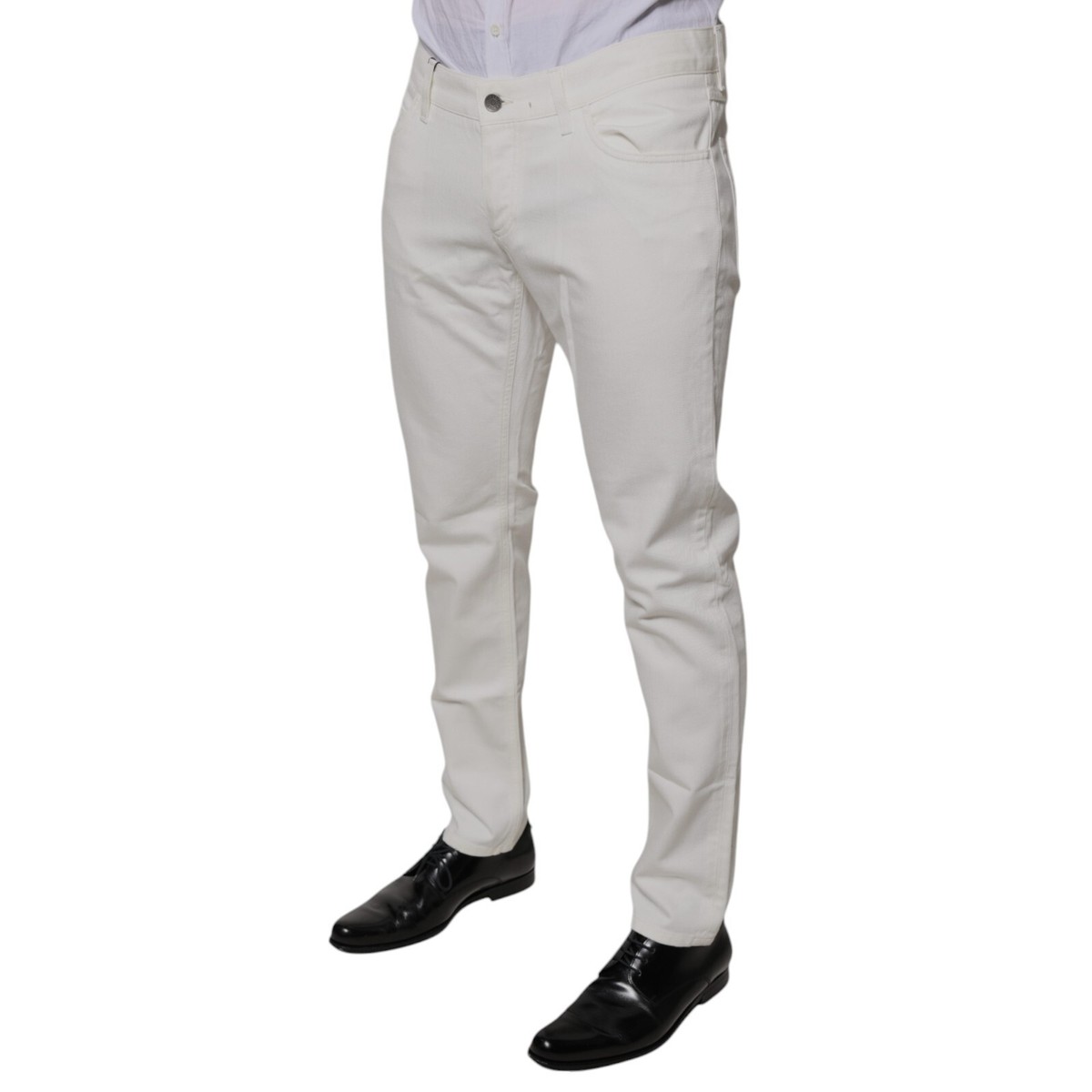 DOLCE & GABBANA Jeans White Cotton Skinny Denim Men Trouser IT50
