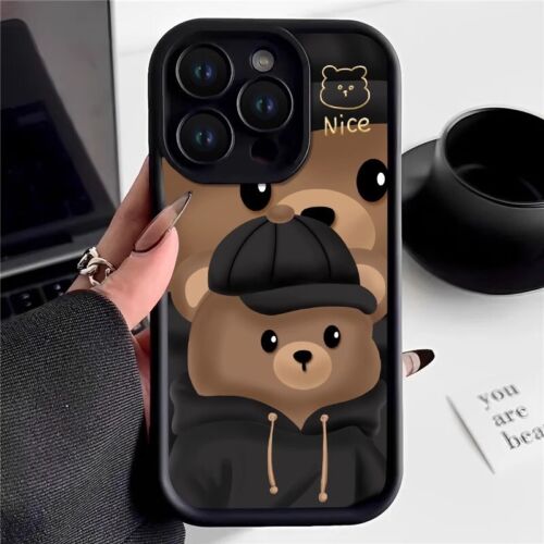 Cartoon Bear Cute Case For iPhone 15 Pro Max 360 Shockproof Bumper Cover - Picture 1 of 6