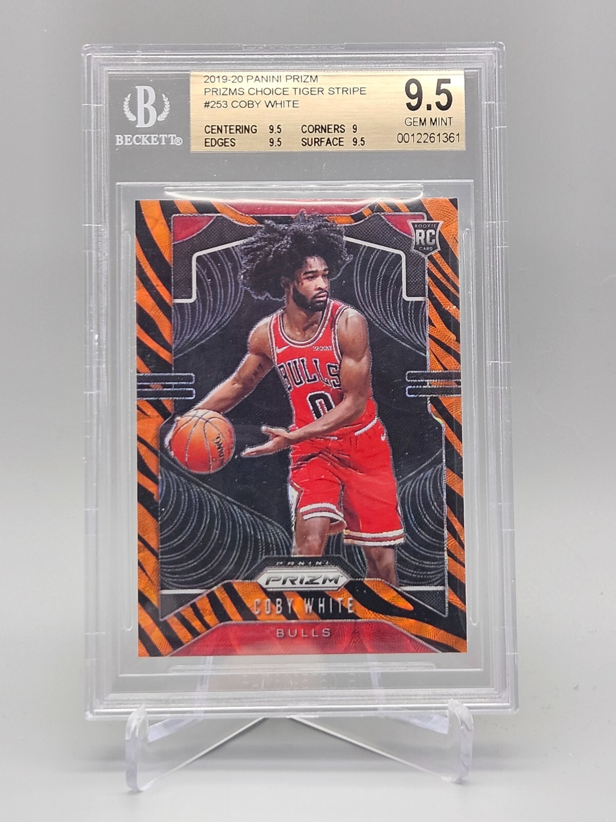 2019 Panini Prizm Coby White Tiger Stripe RC BGS 9.5 Gem Mint SSP Rookie