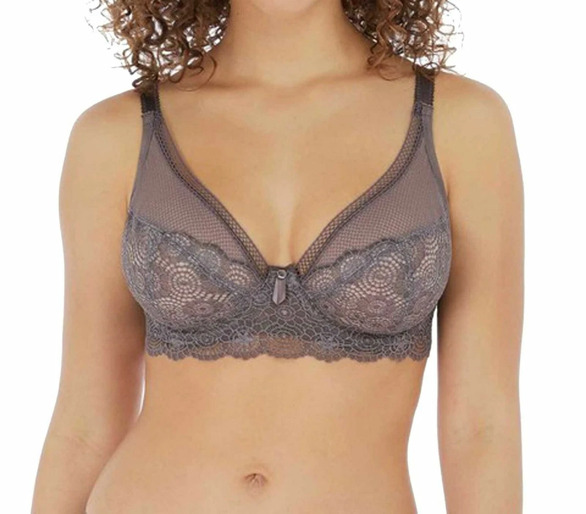 Freya Expression Bra Size 36E Shark Grey Underwired High Apex Full Cup 5494