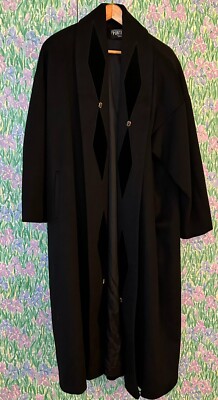 Vtg Portrait Ladies Black Wool Overcoat Size 2XL NWOT