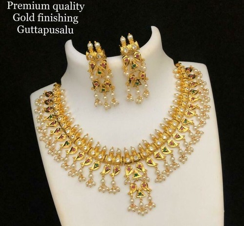 Pearl Guttapusalu Necklace Jewelry Set 