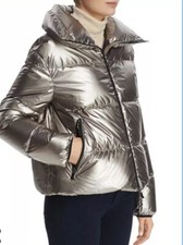 Herno Laminar Quilted Metallic Puffer-coat Jacket, Gunmetal S/it40 Nwot