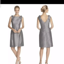 Alfred Sung Dupioni Cocktail Mini Dress Dove Gray Size 8