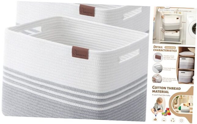 Storage Baskets, 42L*2 Pack Storage Baskets for Organizing, Laundry Basket Grey