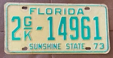 Florida 1973 DUVAL COUNTY TRUCK License Plate NICE QUALITY # 2G//K-14961