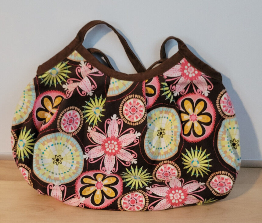 Tote Bag Invigorate Oro Lireca Large Floral 10x15 Brown Pink Floral-image