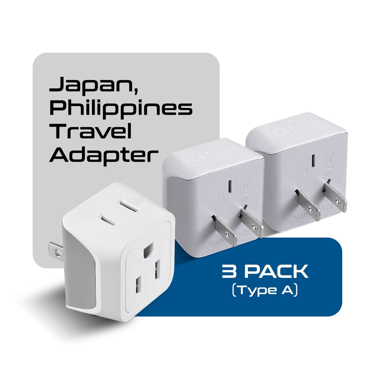 Ceptics USA to Japan, Philippines Travel Adapter Plug - Type A (CT